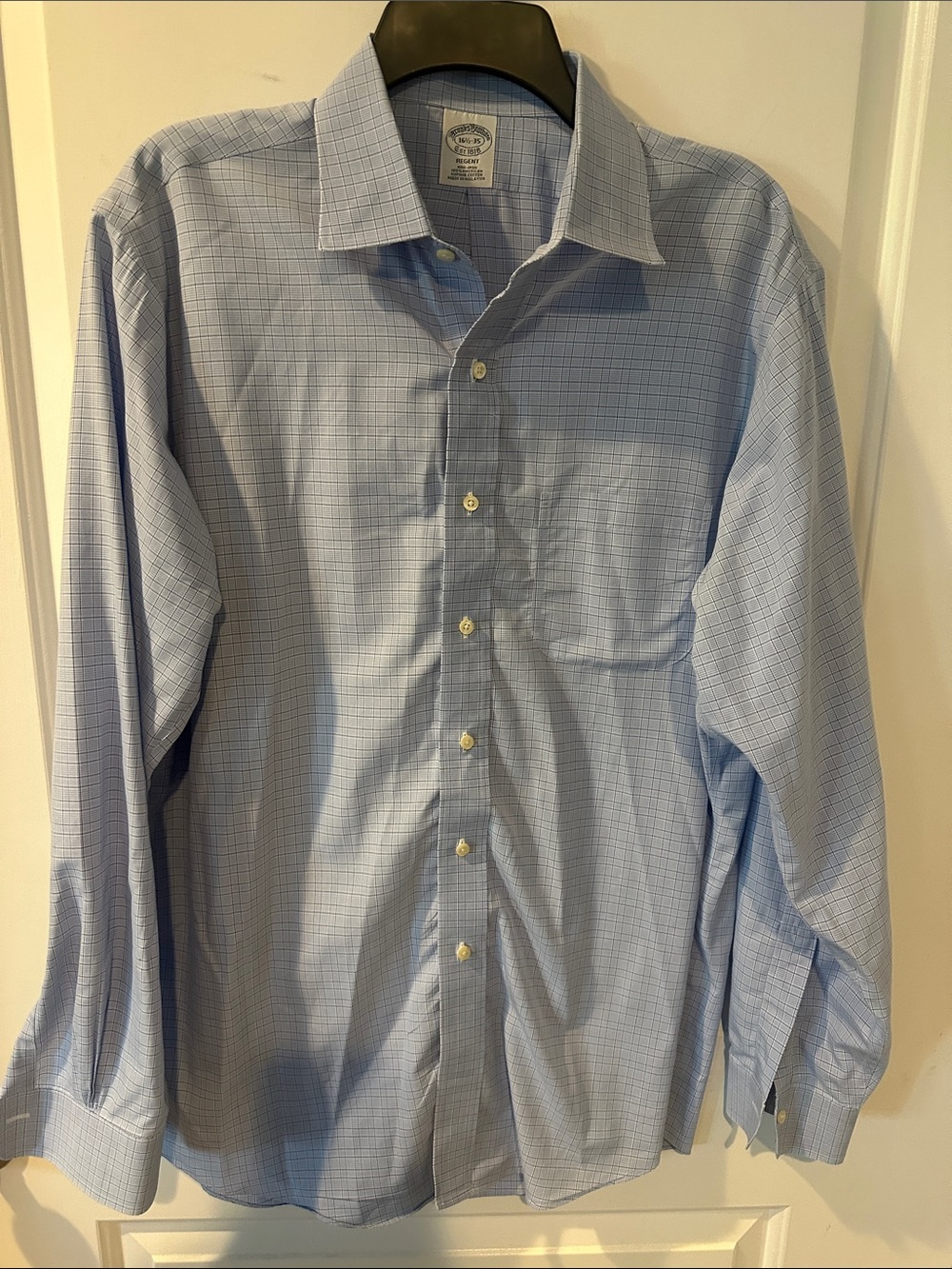 Brooks Brothers Men's Blue Windowpane Dress Shirt
